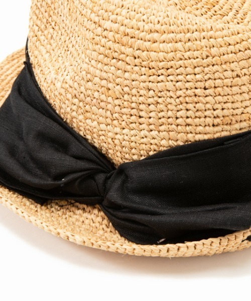 CONTROL FREAK（コントロールフリーク）の「CONTROL FREAK(コントロールフリーク)ニュアンスラフィアHAT（ハット・レディース・ブラック/ライトベージュ・FREE）」の6枚目の写真