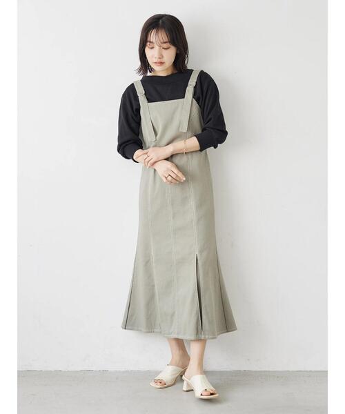 ELENCARE DUE（エレンカーレデュエ）の「・ELENCARE DUE ツイルマーメイドジャンスカ（ジャンパースカート・レディース・ブラック/ベージュ/ライトカーキ・FREE）」の17枚目の写真