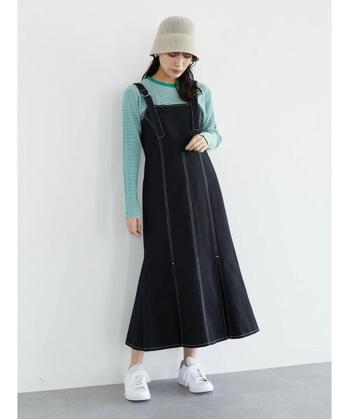 ELENCARE DUE（エレンカーレデュエ）の「・ELENCARE DUE ツイルマーメイドジャンスカ（ジャンパースカート・レディース・ブラック/ベージュ/ライトカーキ・FREE）」の18枚目の写真