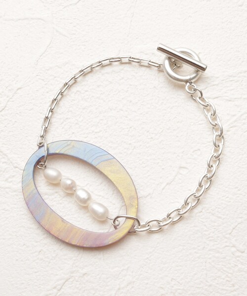 THE SHOP TK (ザ ショップ ティーケー )の「◆【Nerine】マーブルアクリル×パールブレス(ブレスレット・レディース・ゴールド/シルバー・00)」の2枚目の写真