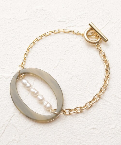 THE SHOP TK (ザ ショップ ティーケー )の「◆【Nerine】マーブルアクリル×パールブレス(ブレスレット・レディース・ゴールド/シルバー・00)」の3枚目の写真