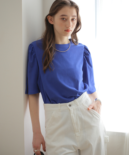 Simplicite（サンプリシテ）の「パフスリーブTee（Tシャツ/カットソー・レディース・ホワイト/ブラック/ブルー・FREE）」の4枚目の写真