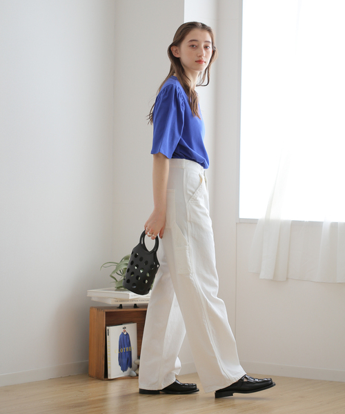 Simplicite（サンプリシテ）の「パフスリーブTee（Tシャツ/カットソー・レディース・ホワイト/ブラック/ブルー・FREE）」の6枚目の写真