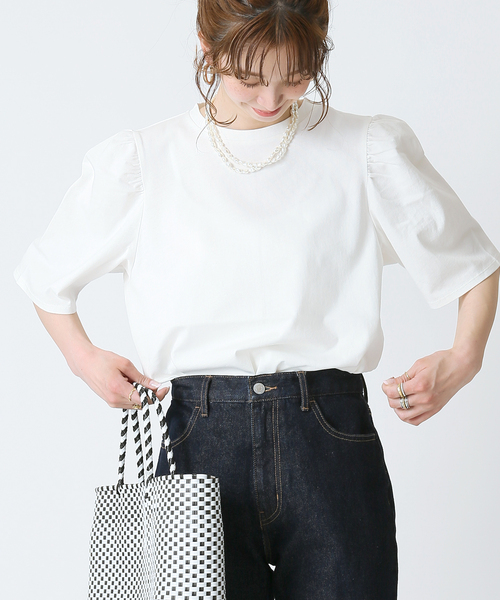 Simplicite（サンプリシテ）の「パフスリーブTee（Tシャツ/カットソー・レディース・ホワイト/ブラック/ブルー・FREE）」の14枚目の写真