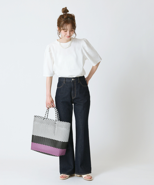 Simplicite（サンプリシテ）の「パフスリーブTee（Tシャツ/カットソー・レディース・ホワイト/ブラック/ブルー・FREE）」の18枚目の写真