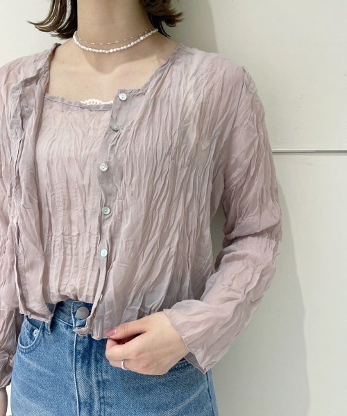 flower（フラワー）の「ウォータリーワッシャーセットトップ（アンサンブル・レディース・ベージュ/アイボリー・FREE）」の7枚目の写真