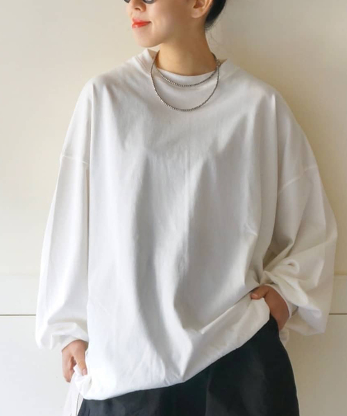 JOURNAL STANDARD LUXE（ジャーナルスタンダード　ラックス）の「ヴィンテージジャージークルーネックパフプルオーバー（Tシャツ/カットソー・レディース・ホワイト/ブラック/グレー・FREE）」の2枚目の写真