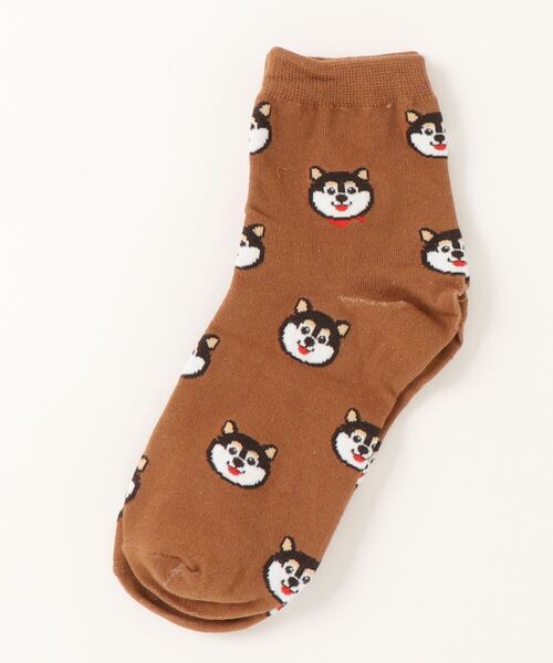 emesuelee（エメスーリー）の「アニマルフェイスソックス レディース ショート 犬（ソックス/靴下・レディース・ブラウン/カーキ/ピンク/ブルー/アイボリー/ホワイト/ブラック/グリーン/レッド/キャメル・フリー）」の8枚目の写真