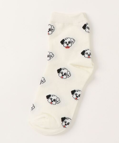 emesuelee（エメスーリー）の「アニマルフェイスソックス レディース ショート 犬（ソックス/靴下・レディース・ブラウン/カーキ/ピンク/ブルー/アイボリー/ホワイト/ブラック/グリーン/レッド/キャメル・フリー）」の2枚目の写真