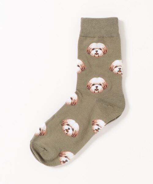 emesuelee（エメスーリー）の「アニマルフェイスソックス レディース ショート 犬（ソックス/靴下・レディース・ブラウン/カーキ/ピンク/ブルー/アイボリー/ホワイト/ブラック/グリーン/レッド/キャメル・フリー）」の5枚目の写真