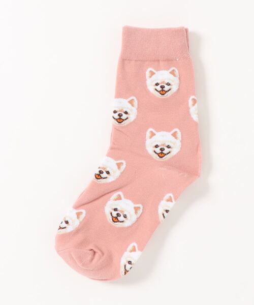 emesuelee（エメスーリー）の「アニマルフェイスソックス レディース ショート 犬（ソックス/靴下・レディース・ブラウン/カーキ/ピンク/ブルー/アイボリー/ホワイト/ブラック/グリーン/レッド/キャメル・フリー）」の9枚目の写真