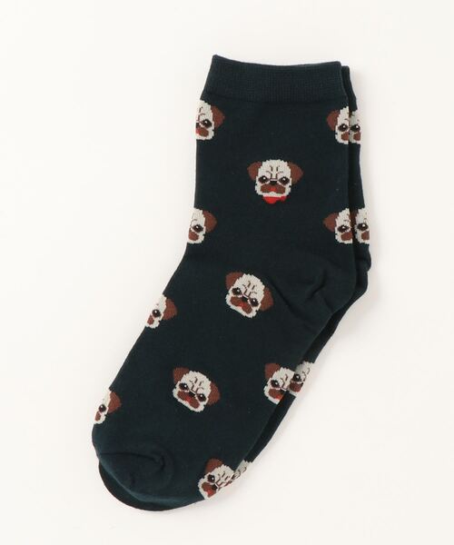 emesuelee（エメスーリー）の「アニマルフェイスソックス レディース ショート 犬（ソックス/靴下・レディース・ブラウン/カーキ/ピンク/ブルー/アイボリー/ホワイト/ブラック/グリーン/レッド/キャメル・フリー）」の6枚目の写真