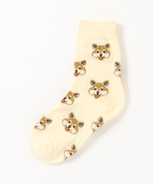 emesuelee（エメスーリー）の「アニマルフェイスソックス レディース ショート 犬（ソックス/靴下・レディース・ブラウン/カーキ/ピンク/ブルー/アイボリー/ホワイト/ブラック/グリーン/レッド/キャメル・フリー）」の3枚目の写真