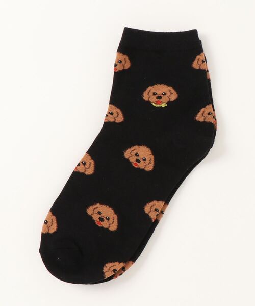 emesuelee（エメスーリー）の「アニマルフェイスソックス レディース ショート 犬（ソックス/靴下・レディース・ブラウン/カーキ/ピンク/ブルー/アイボリー/ホワイト/ブラック/グリーン/レッド/キャメル・フリー）」の4枚目の写真