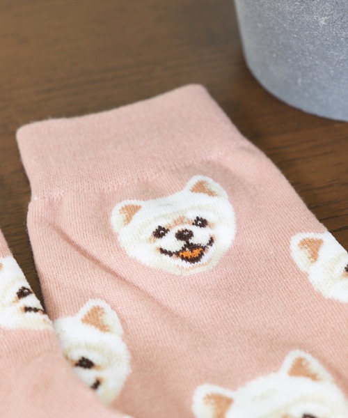 emesuelee（エメスーリー）の「アニマルフェイスソックス レディース ショート 犬（ソックス/靴下・レディース・ブラウン/カーキ/ピンク/ブルー/アイボリー/ホワイト/ブラック/グリーン/レッド/キャメル・フリー）」の22枚目の写真