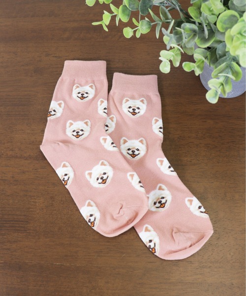 emesuelee（エメスーリー）の「アニマルフェイスソックス レディース ショート 犬（ソックス/靴下・レディース・ブラウン/カーキ/ピンク/ブルー/アイボリー/ホワイト/ブラック/グリーン/レッド/キャメル・フリー）」の11枚目の写真
