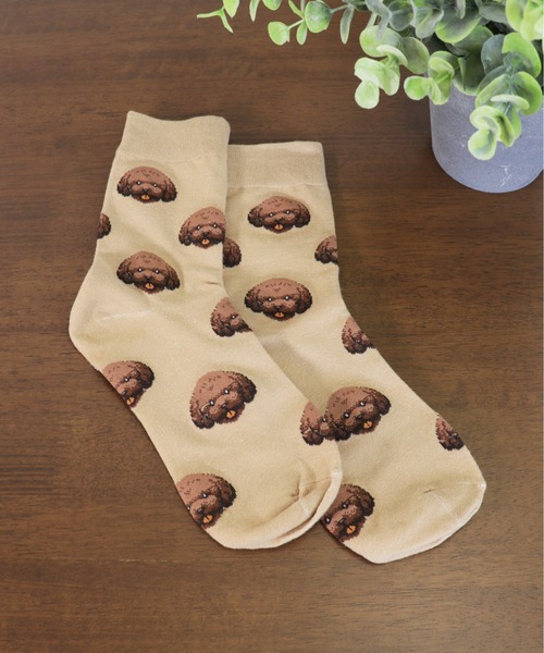 emesuelee（エメスーリー）の「アニマルフェイスソックス レディース ショート 犬（ソックス/靴下・レディース・ブラウン/カーキ/ピンク/ブルー/アイボリー/ホワイト/ブラック/グリーン/レッド/キャメル・フリー）」の14枚目の写真