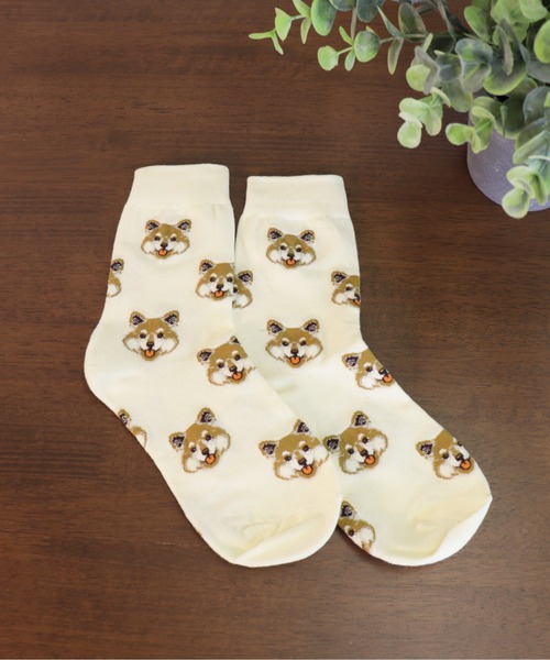 emesuelee（エメスーリー）の「アニマルフェイスソックス レディース ショート 犬（ソックス/靴下・レディース・ブラウン/カーキ/ピンク/ブルー/アイボリー/ホワイト/ブラック/グリーン/レッド/キャメル・フリー）」の15枚目の写真