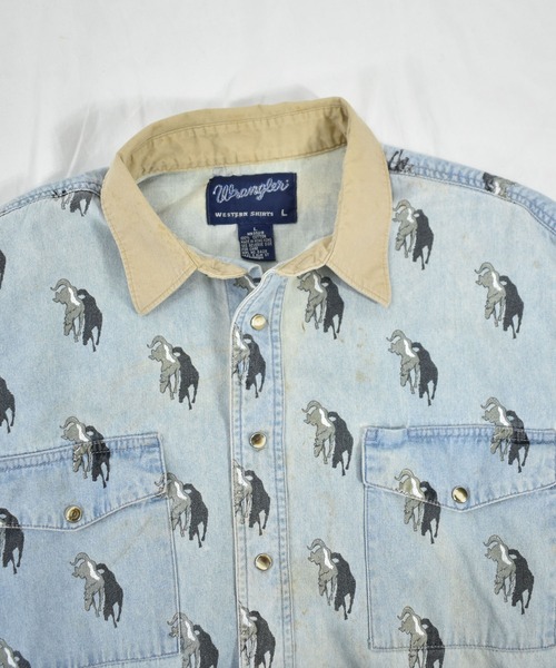 Wrangler(ラングラー)の「【ヴィンテージ古着】90s Wrangler/ラングラー 馬柄 デニムシャツ(シャツ/ブラウス・メンズ・ブルー・LARGE)」の3枚目の写真