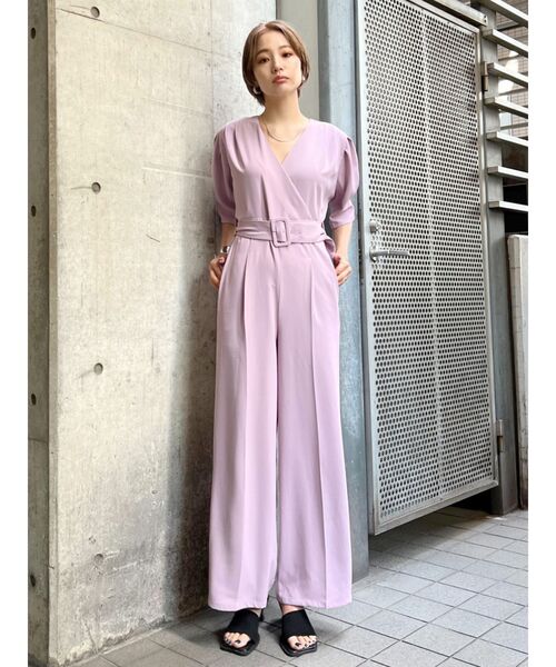 EMODA（エモダ）の「カシュクールオールインワン（つなぎ/オールインワン・レディース・アイボリー/ブラック/パープル・FREE）」の8枚目の写真