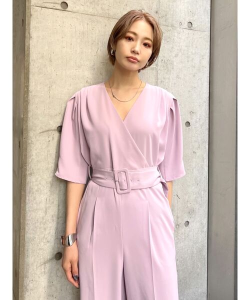 EMODA（エモダ）の「カシュクールオールインワン（つなぎ/オールインワン・レディース・アイボリー/ブラック/パープル・FREE）」の14枚目の写真