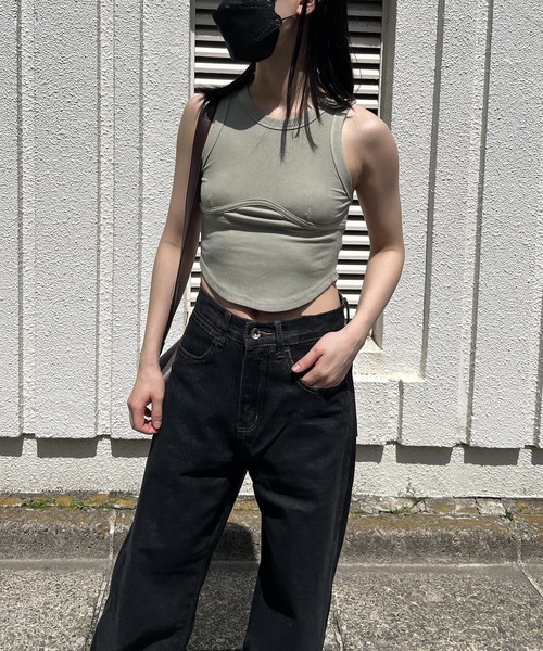 Jewelobe(ジュエローブ)の「クロップドアメスリタンクトップ(タンクトップ・レディース・ホワイト/チャコールグレー/ブラウン/カーキ・FREE)」の11枚目の写真