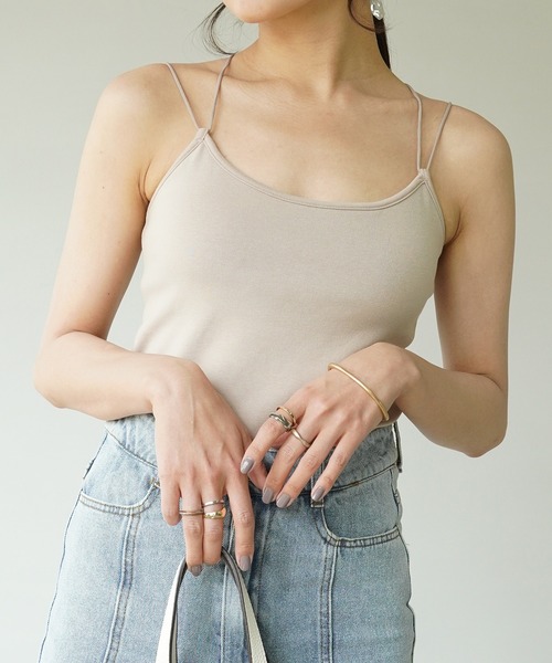 IAMUSE(アイアミューズ)の「【IAMUSE】バッククロスカップインキャミソール S0678(キャミソール・レディース・グリーン/ブラック/オフホワイト/ベージュ・FREE)」の19枚目の写真