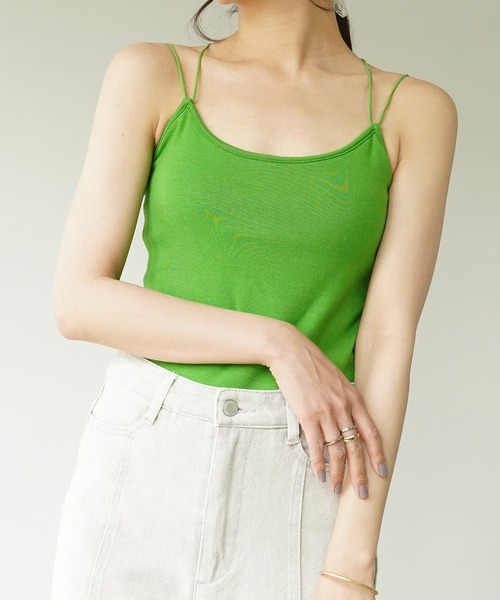 IAMUSE(アイアミューズ)の「【IAMUSE】バッククロスカップインキャミソール S0678(キャミソール・レディース・グリーン/ブラック/オフホワイト/ベージュ・FREE)」の7枚目の写真