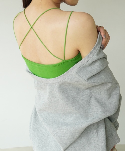 IAMUSE(アイアミューズ)の「【IAMUSE】バッククロスカップインキャミソール S0678(キャミソール・レディース・グリーン/ブラック/オフホワイト/ベージュ・FREE)」の10枚目の写真