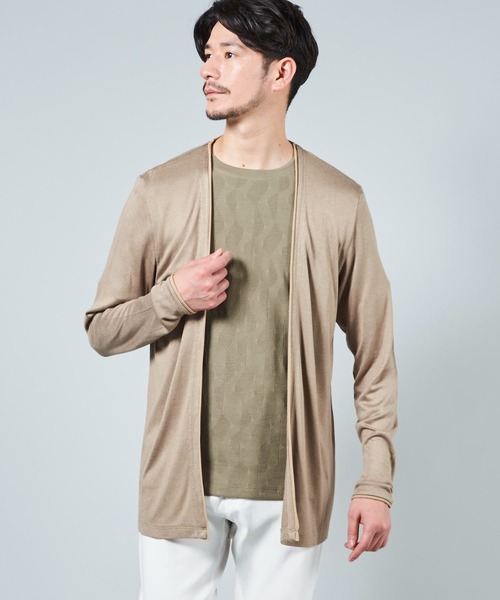TETE HOMME（テットオム）の「ノーカラーレーヨンカーディガン（カーディガン/ボレロ・メンズ・ブラック/グレー/サンドベージュ・MEDIUM/LARGE/X-LARGE）」の3枚目の写真