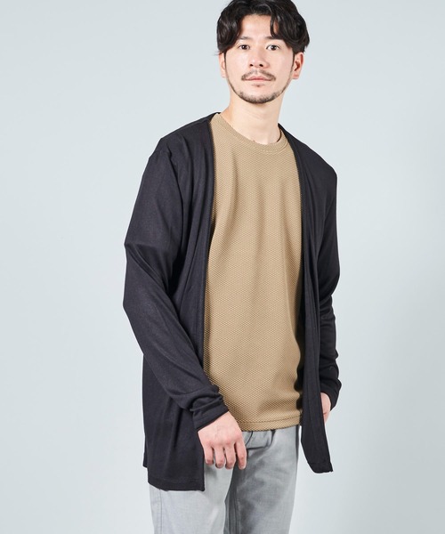 TETE HOMME（テットオム）の「ノーカラーレーヨンカーディガン（カーディガン/ボレロ・メンズ・ブラック/グレー/サンドベージュ・MEDIUM/LARGE/X-LARGE）」の9枚目の写真