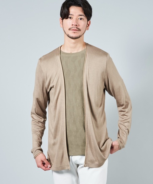 TETE HOMME（テットオム）の「ノーカラーレーヨンカーディガン（カーディガン/ボレロ・メンズ・ブラック/グレー/サンドベージュ・MEDIUM/LARGE/X-LARGE）」の10枚目の写真