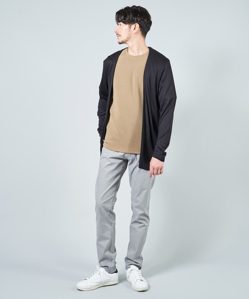 TETE HOMME（テットオム）の「ノーカラーレーヨンカーディガン（カーディガン/ボレロ・メンズ・ブラック/グレー/サンドベージュ・MEDIUM/LARGE/X-LARGE）」の4枚目の写真