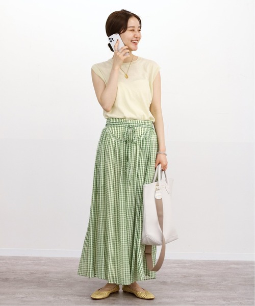 IENA（イエナ）の「シアーストライプギャザーパンツ（その他パンツ・レディース・グリーン/ブラウン・38/36）」の5枚目の写真