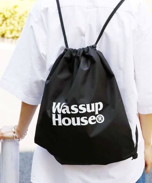 ROOPTOKYO（ループトウキョウ）の「Wassup House/ワサップハウス GYM BAG ナップサック（バックパック/リュック・メンズ・ブルー/ブラック・FREE）」の2枚目の写真