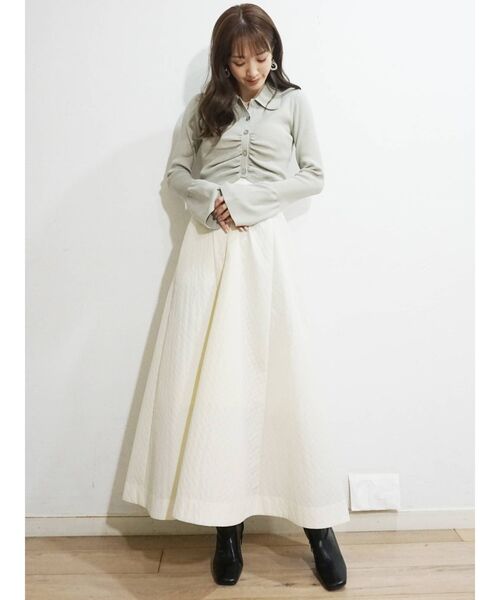 MERCURYDUO（マーキュリーデュオ）の「キルティングジャガードフレアスカート（スカート・レディース・ブラウン/グレー/アイボリー・SMALL/MEDIUM）」の10枚目の写真