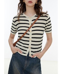 Fano Studios | フレンチボーダー 半袖ニットカーディガン　 FX22S278【Fano Studios】【2022SS】(カーディガン/ボレロ)