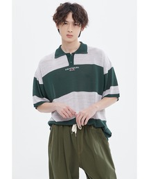 【Wo】【it】【ROMANTIC CROWN】STRIPE KNIT POLO