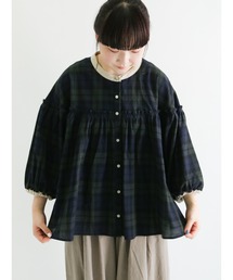 Samansa Mos2 | 配色ギャザーブラウス(シャツ/ブラウス)