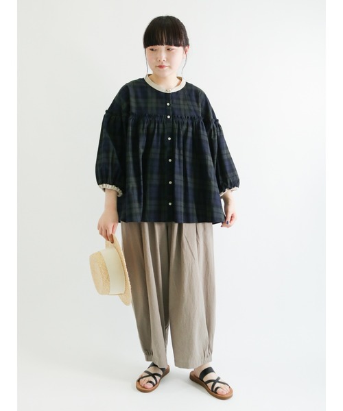 Samansa Mos2(サマンサ モスモス)の「配色ギャザーブラウス(シャツ/ブラウス・レディース・ブラック/ベージュ/ネイビー/オフホワイト/モカ・フリ-)」の11枚目の写真