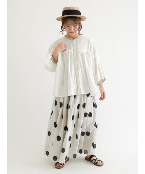 Samansa Mos2(サマンサ モスモス)の「配色ギャザーブラウス(シャツ/ブラウス・レディース・ブラック/ベージュ/ネイビー/オフホワイト/モカ・フリ-)」の7枚目の写真