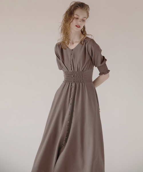 MIELI INVARIANT(ミエリインヴァリアント)の「Sanmarino Color Mix Dress(ワンピース・レディース・ベージュ・FREE)」の1枚目の写真