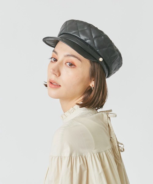 Chapeau d' OFake Leather Quilt Marine