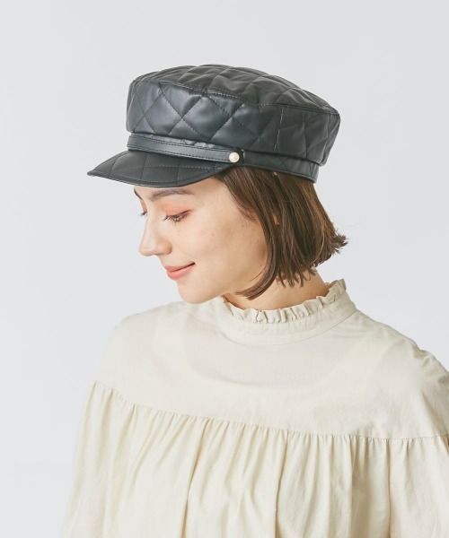 Chapeau d' OFake Leather Quilt Marine