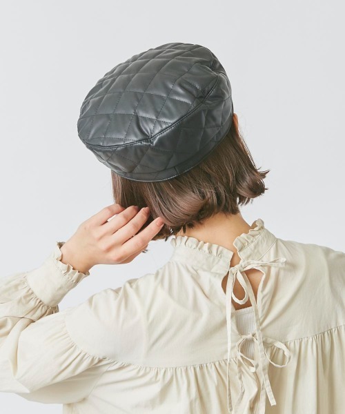 Chapeau d' OFake Leather Quilt Marine