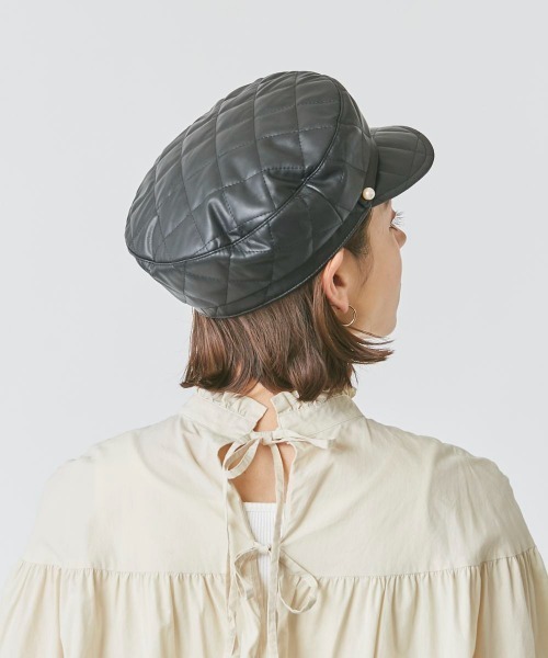 Chapeau d' OFake Leather Quilt Marine