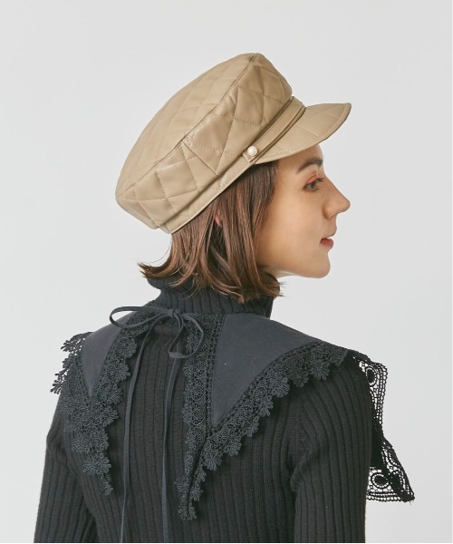 Chapeau d' OFake Leather Quilt Marine