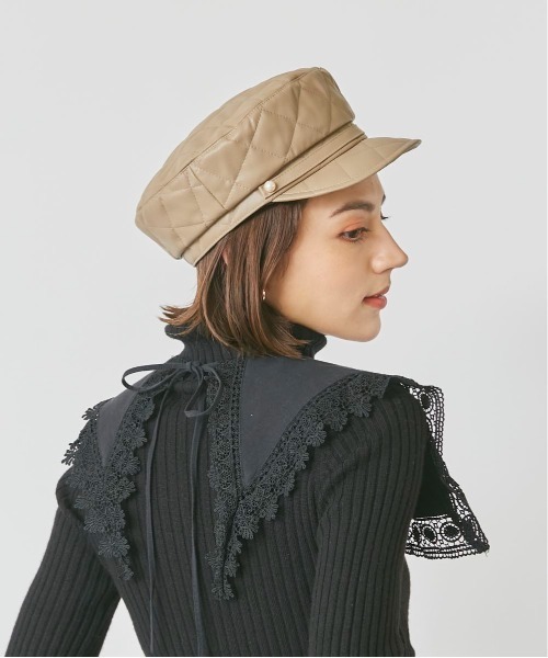 Chapeau d' OFake Leather Quilt Marine