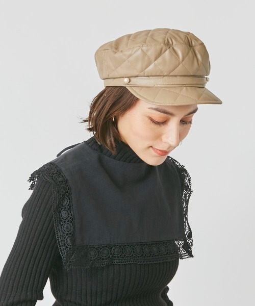 Chapeau d' OFake Leather Quilt Marine