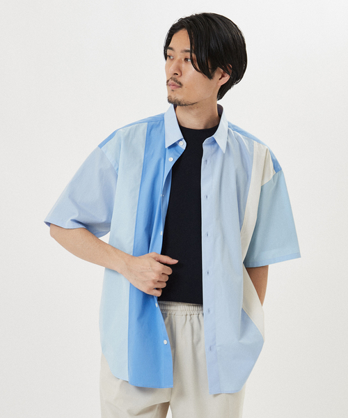 EDIFICE（エディフィス）の「THOMAS MASON / トーマス メイソン オーバーサイズ クレイジーパターン 半袖シャツ（シャツ/ブラウス・メンズ・ベージュ/ネイビー・MEDIUM/LARGE）」の6枚目の写真